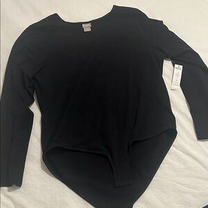 Chico’s bodysuit size 2 medium Black Long Sleeve Women's snap new with tags